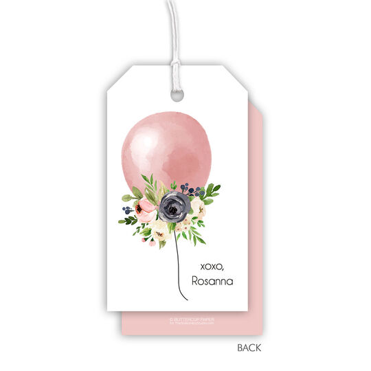 Pink Floral Balloon Hanging Gift Tags